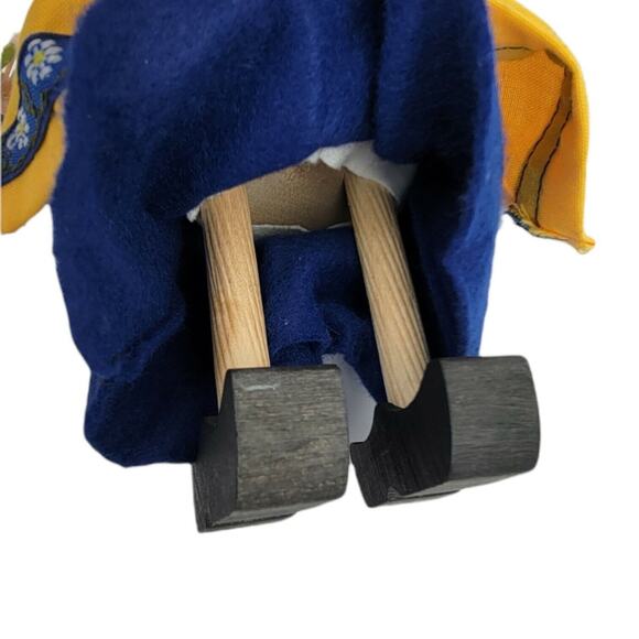 Original Butticki Of Sweden Handmade Wood Doll In Dress With Flowers 8" Tall - Picture 3 of 10